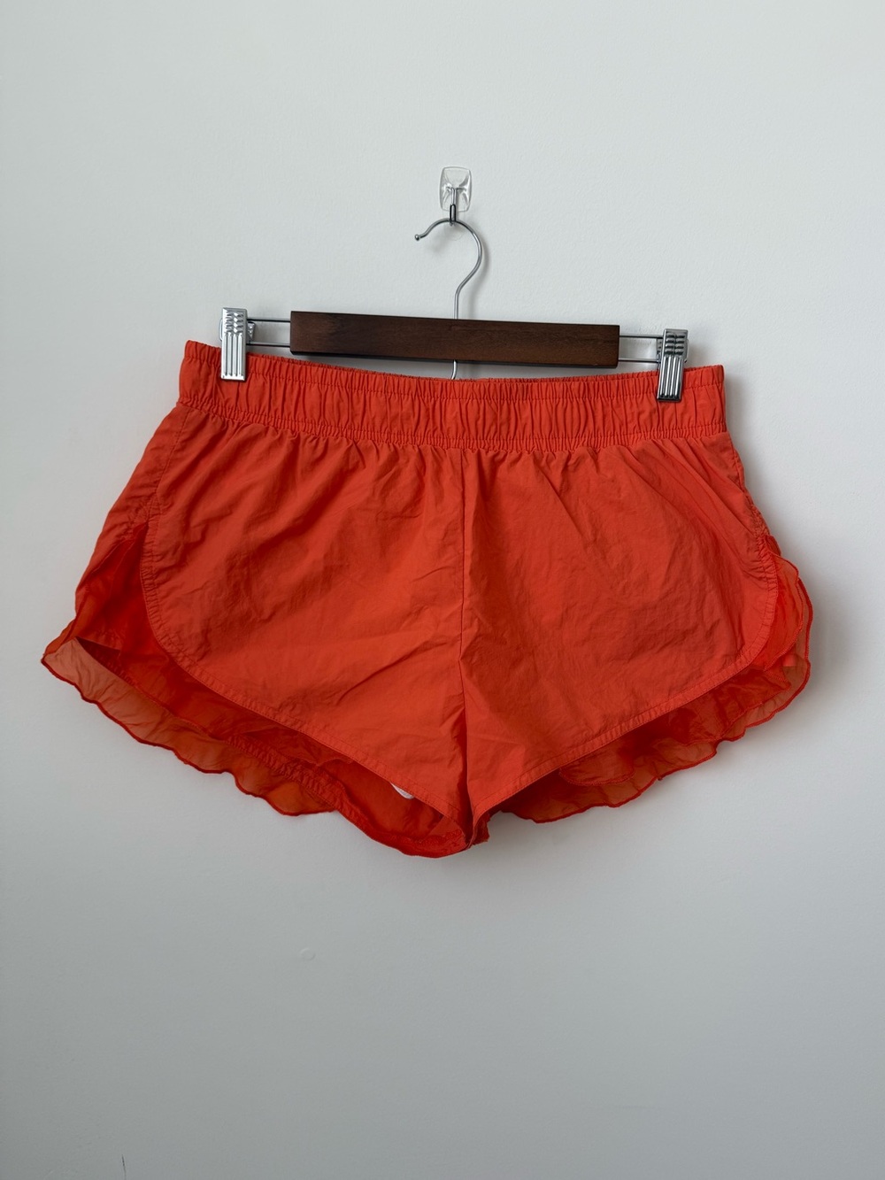 FP Movement Orange Ruffle Hem Lightweight Running Shorts Activewear Size Medium